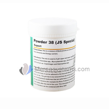 Productos para palomas: Powder 38 (JS Especial), (tratamiento altamente efectivo contra infecciones respiratorias e intestinales)