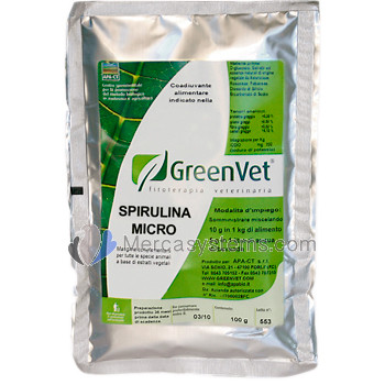 GreenVet Spirulina Micro 100gr, (para la coloración del plumaje)
